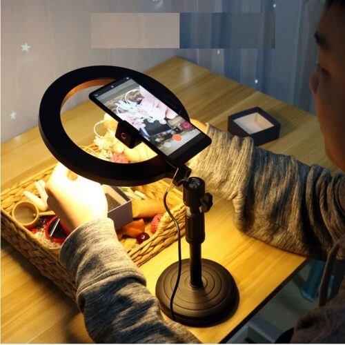 LED Selfie Ring Light Stand Dimmable For Phone Video/Live Makeup Camera