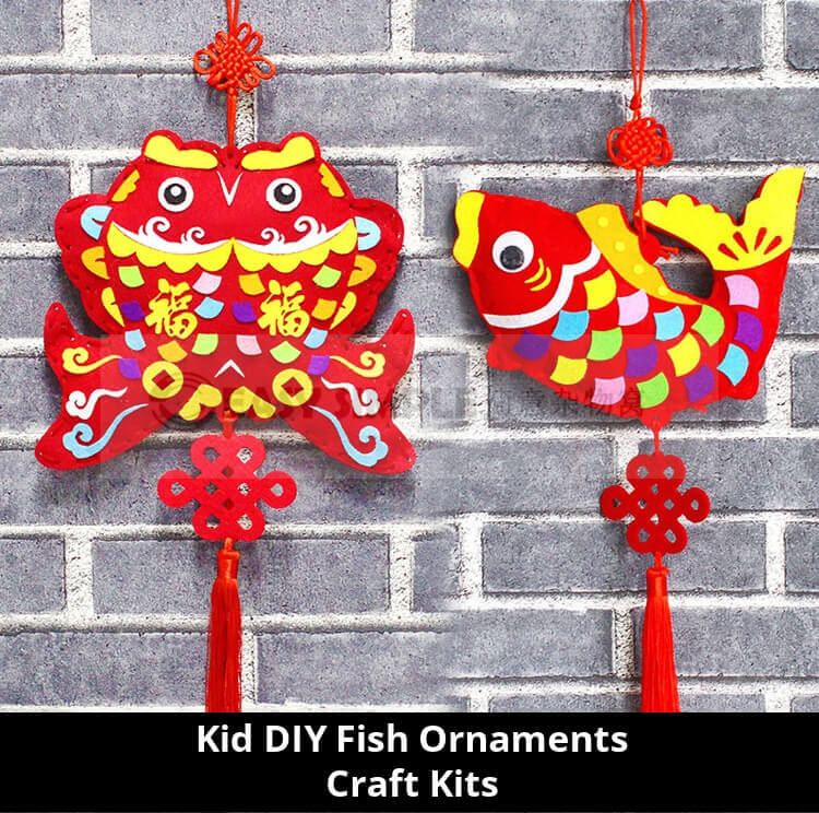 [Ready Stock] (1 Set) 2022 Chinese New Year 3D Kid DIY Fish Ornaments Room Decoration Art Craft Kits Handmade Holiday